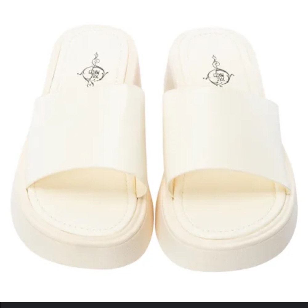 White Platform Slide Sandals
